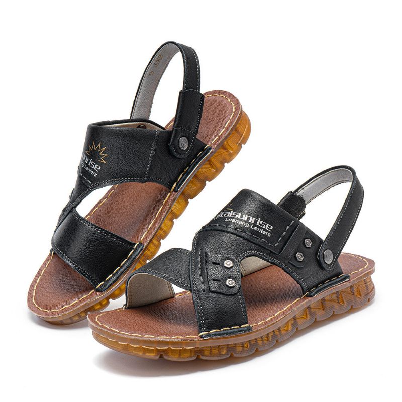 Herren Echtes Leder Zwei-wege-rutschfeste Weiche Lässige Outdoor-sandalen