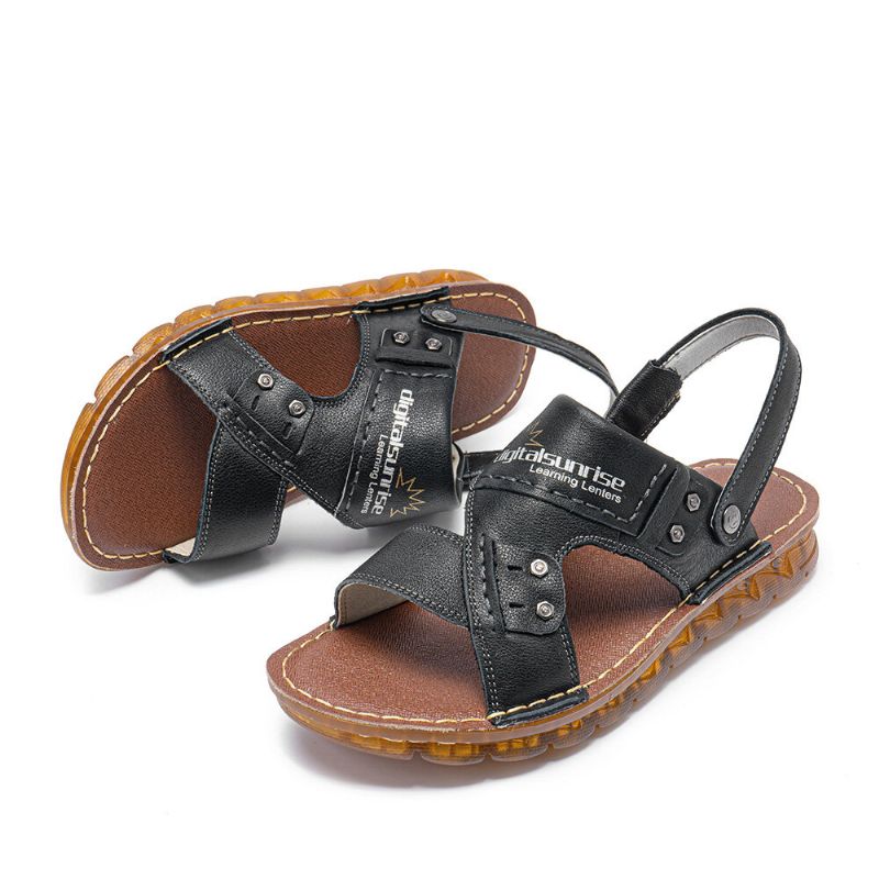 Herren Echtes Leder Zwei-wege-rutschfeste Weiche Lässige Outdoor-sandalen