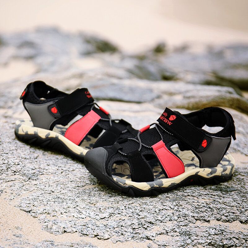 Herren Mikrofaser Leder Close Toe Lässige Outdoor Strandsandalen