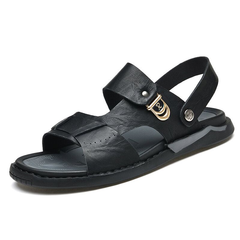 Herren-mikrofaser-leder Zwei-wege-atmungsaktive Weiche Rutschfeste Lässige Outdoor-sandalen