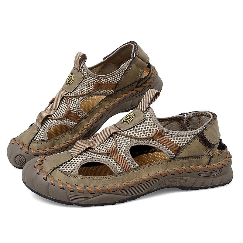 Herren Outdoor Aushöhlen Handnähte Wasser Casual Sandalen