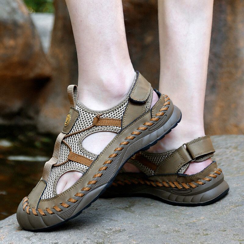 Herren Outdoor Aushöhlen Handnähte Wasser Casual Sandalen