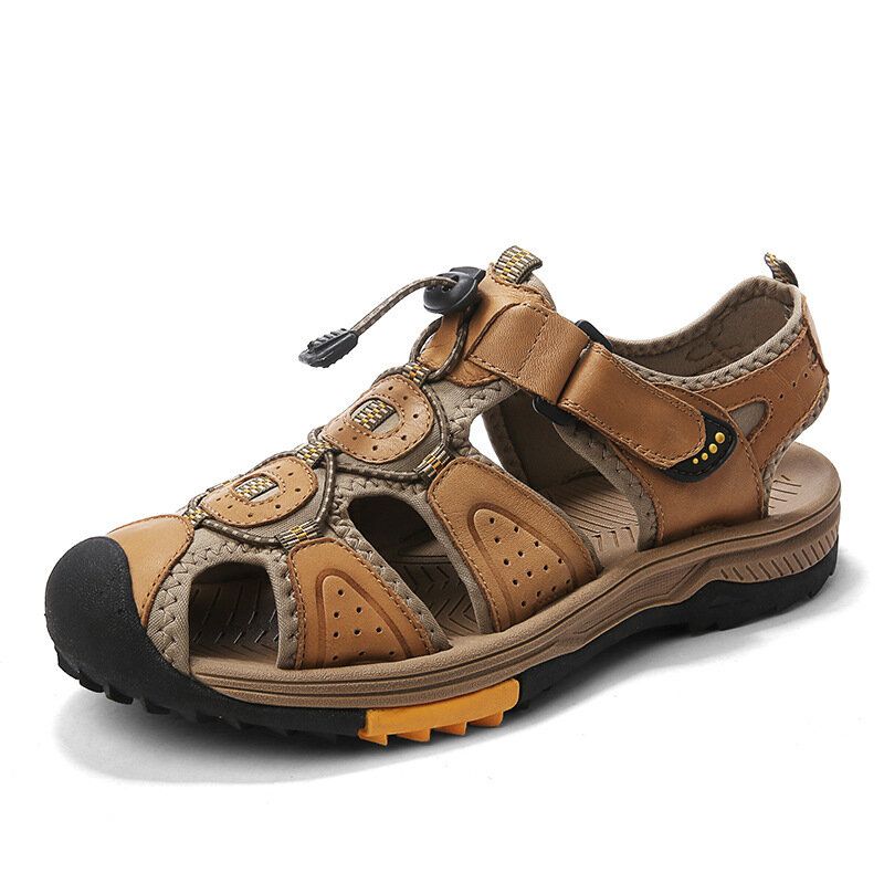 Herren Rindsleder Rutschfeste Geschlossene Zehen Strand Lässige Outdoor-sandalen