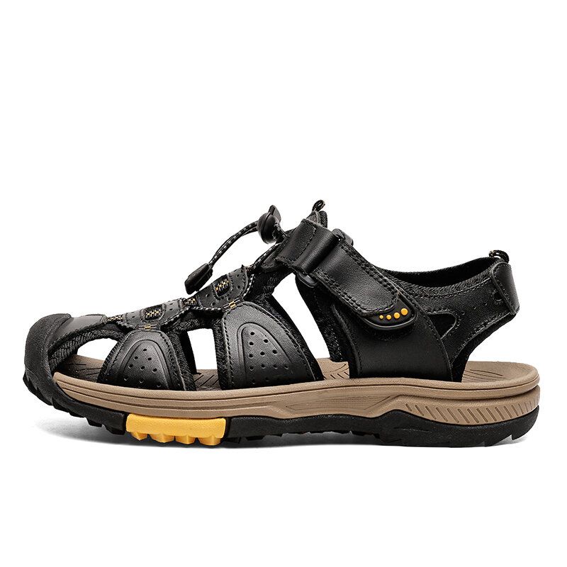 Herren Rindsleder Rutschfeste Geschlossene Zehen Strand Lässige Outdoor-sandalen