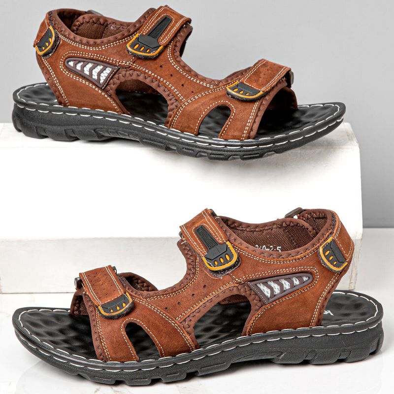 Herren Sommer Leder Outdoor Open Toe Beach Schuhe Casual Sandalen