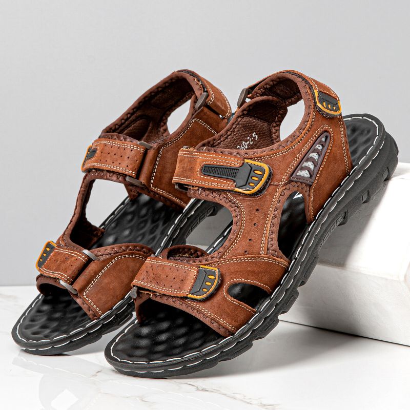 Herren Sommer Leder Outdoor Open Toe Beach Schuhe Casual Sandalen