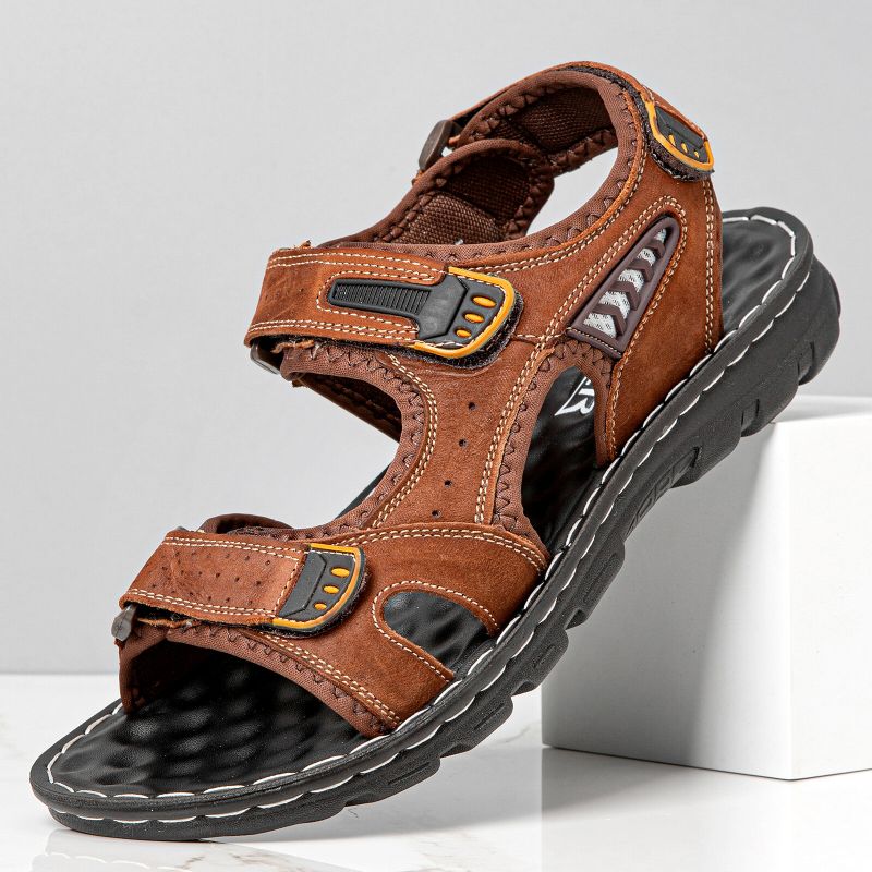 Herren Sommer Leder Outdoor Open Toe Beach Schuhe Casual Sandalen