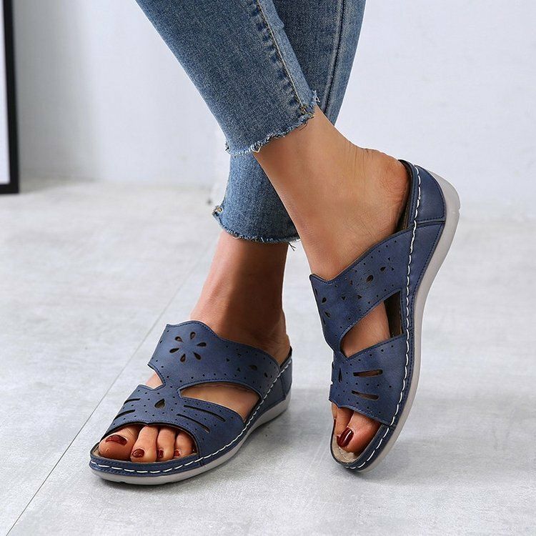 Hohle Bequeme Rutschfeste Lässige Slip-on-sandalen Mit Keilabsatz Für Damen