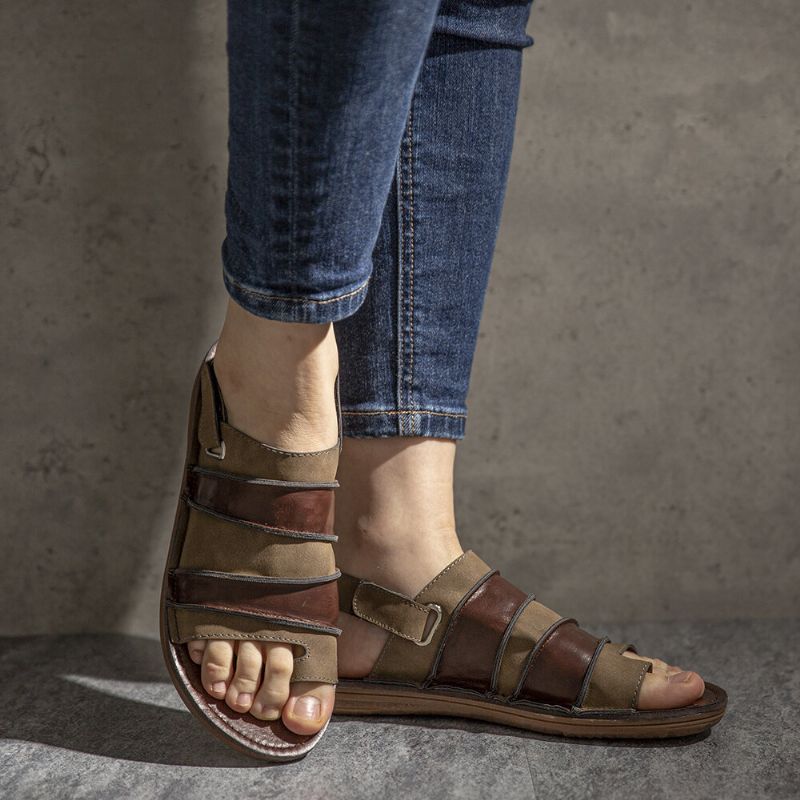 Hook Loop Clip Toe Handgenähte Lässige Rutschfeste Slingback-sandalen