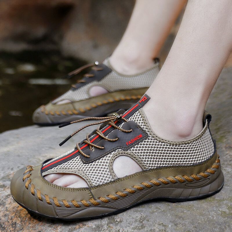 Männer Mesh Spleißen Aushöhlen Outdoor Wandern Wasser Sandalen