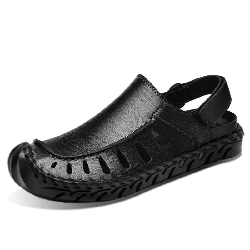 Männer Mikrofaser Aushöhlen Atmungsaktive Handnähte Soft Bottom Outdoor Freizeitsandalen