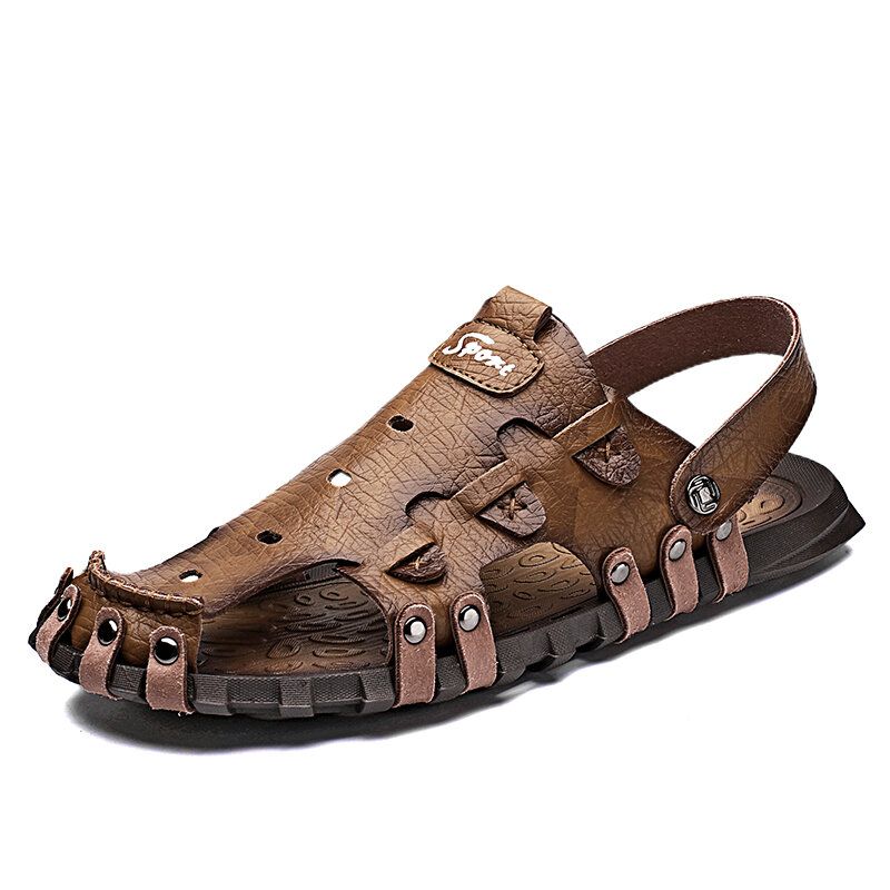 Männer Pu-sandalen Atmungsaktive Zwei-wege-closed Toe Lässige Vintage-hausschuhe