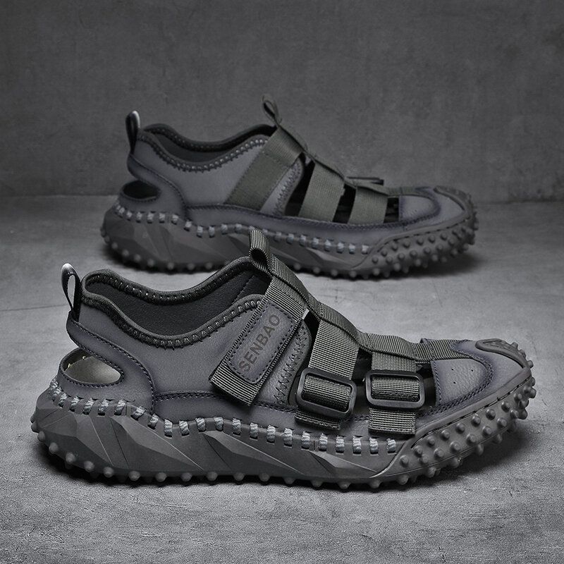 Männer Retro Rindsleder Closd Toe Outdoor Handgefertigte Sandalen