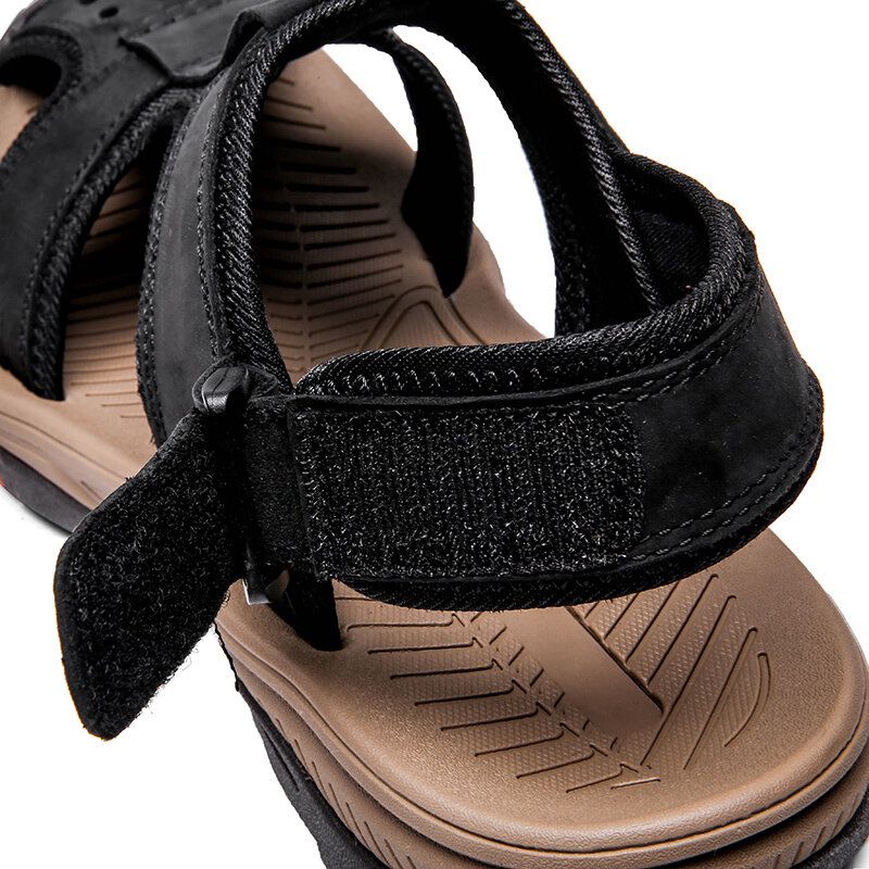 Männer Rindsleder Atmungsaktive Rutschfeste Geschlossene Zehen Strand Casual Outdoor Sandalen