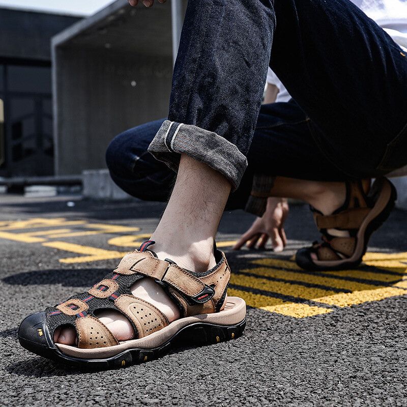 Outdoor Bergsteigen Rutschfeste Sport-sandalen Aus Mesh Für Herren Mit Aussparungen