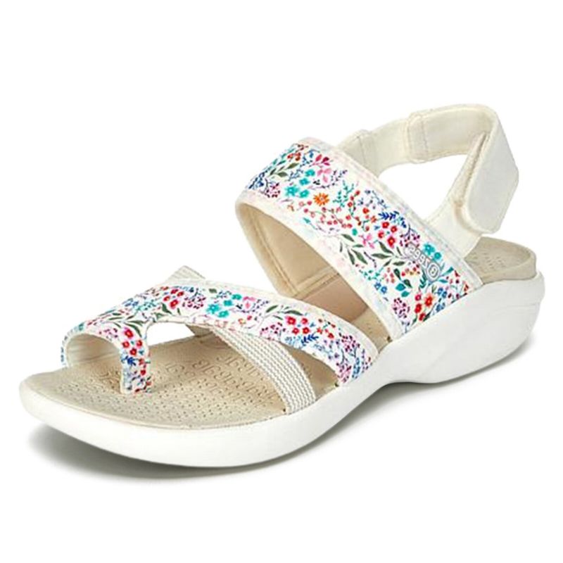 Outdoor-sandalen Mit Klettverschluss Und Kontrastbestickung In Übergröße Für Damen