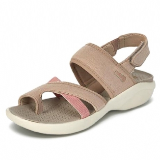 Outdoor-sandalen Mit Klettverschluss Und Kontrastbestickung In Übergröße Für Damen