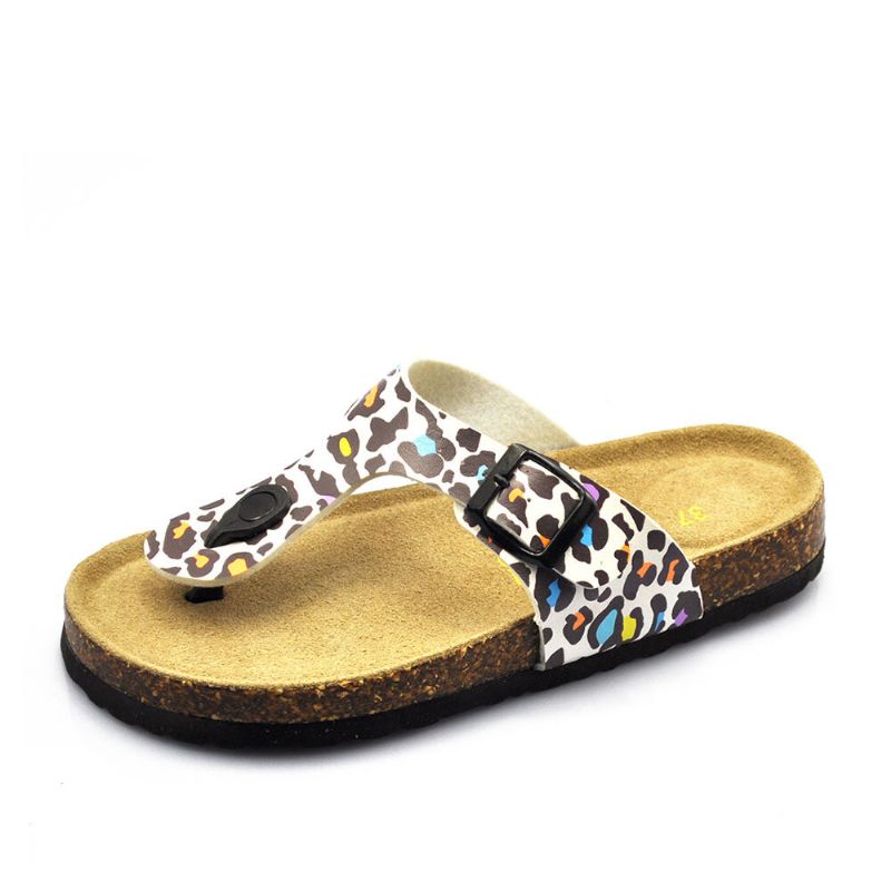 Plus Size Damen Casual Soft Sole Flip Flops Printing Beach Cork Sandalen