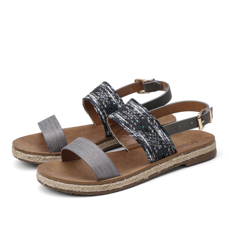 Weiche Bequeme Damen-sandalen Mit Doppeltem Riemen Zum Hineinschlüpfen