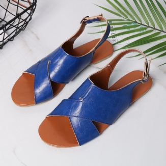 Wome Beach Peep Toe Flats Sandalen Mit Überkreuzter Schnalle