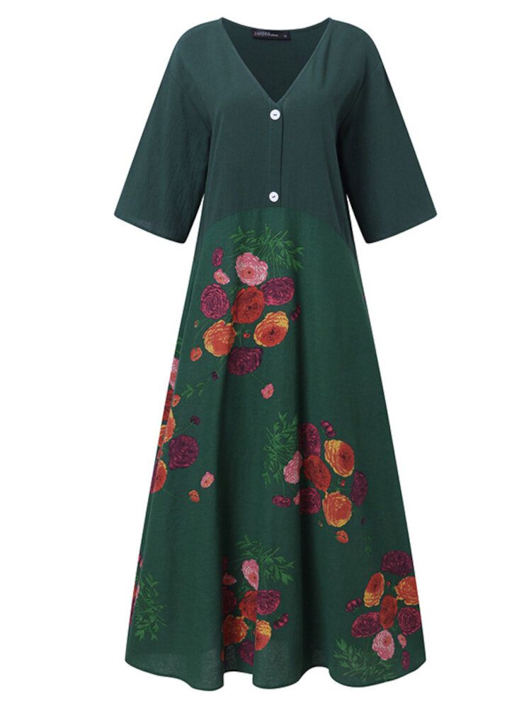 Böhmische Damen-midikleider Aus 100 % Baumwolle Mit Blumenmuster Knöchellang