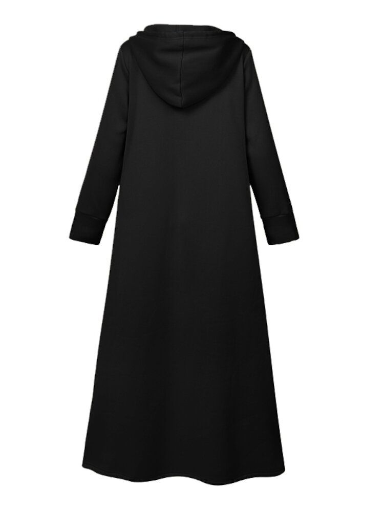 Damen Abaya Kaftan Mit Kapuze Einfarbig Knöchellang Lässig Midi-kleider