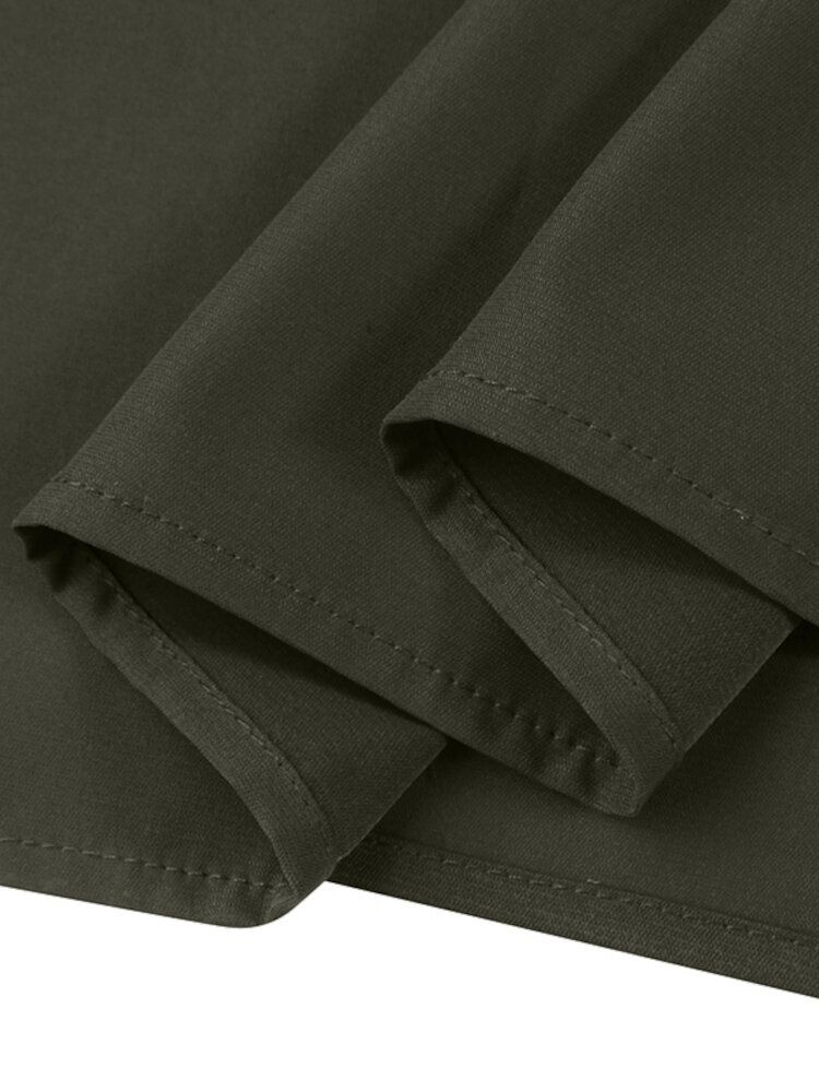 Damen Einfarbig Split Full Sleeve Seitentasche V-ausschnitt Wadenlang Lässige Midikleider