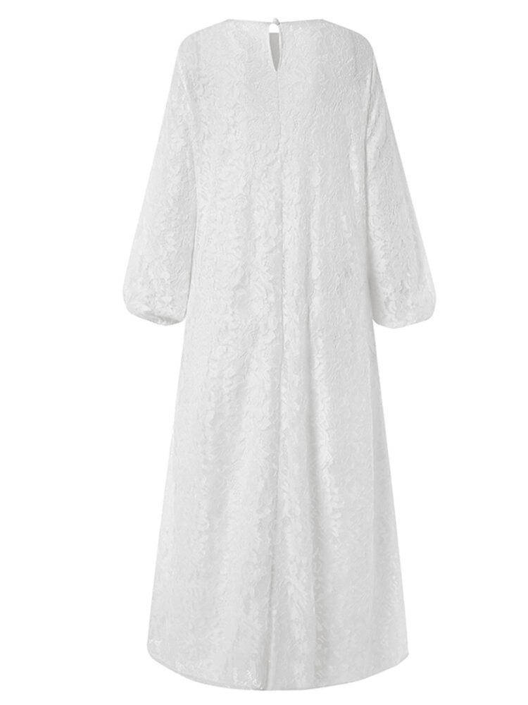 Frauen 100 % Baumwolle Abaya Kaftan Spitze Patchwork Casual Hochzeit Midikleid