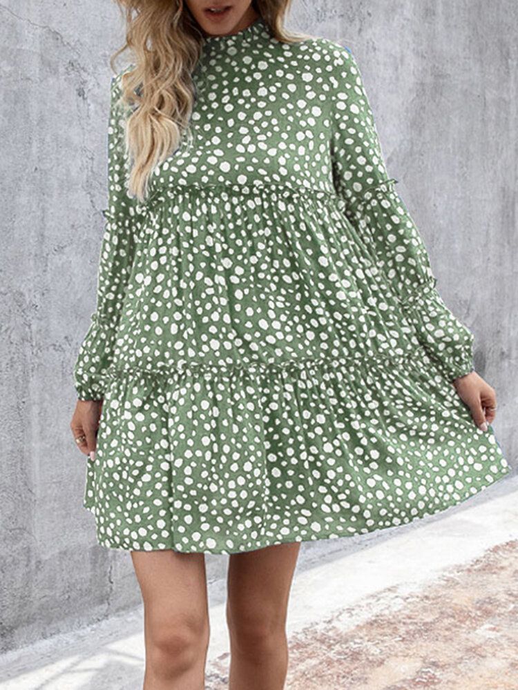 Frauen Bohemian Retro Knielangen Polka Dots Casual Midi-kleider