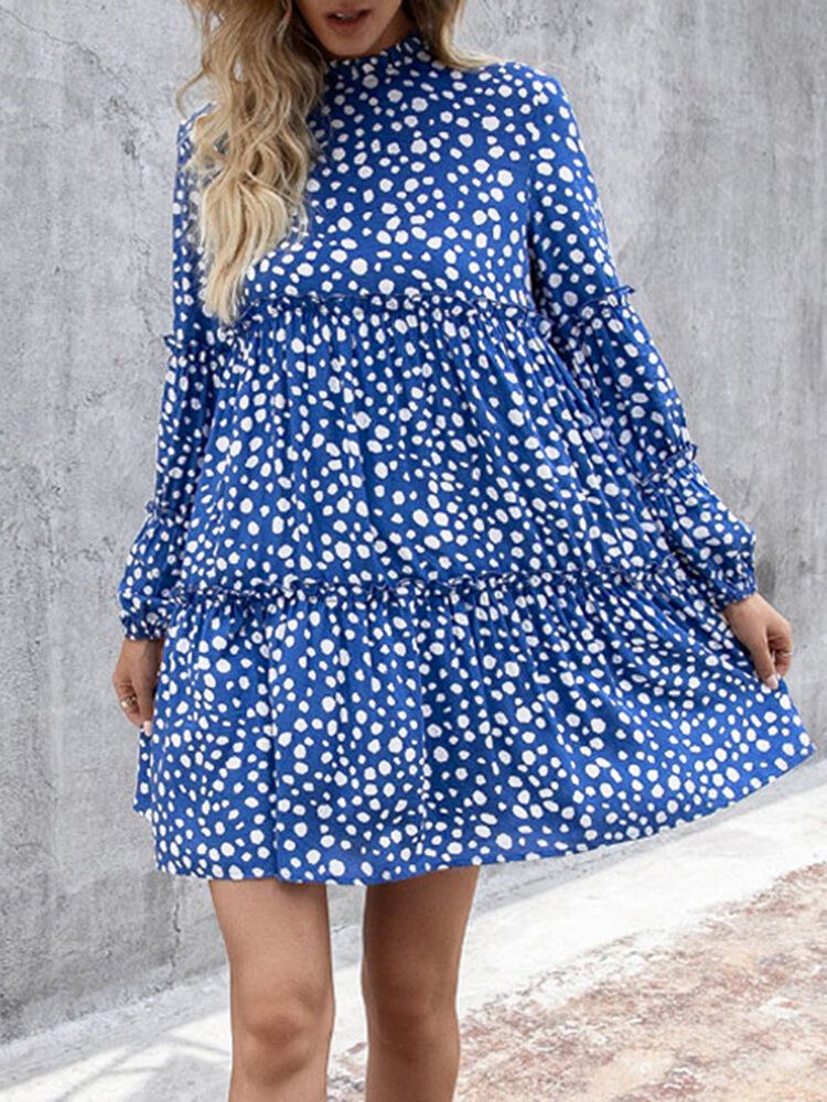 Frauen Bohemian Retro Knielangen Polka Dots Casual Midi-kleider