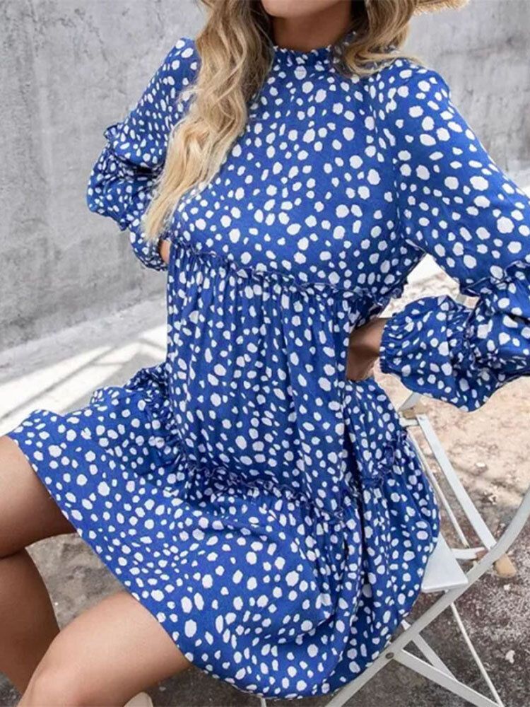 Frauen Bohemian Retro Knielangen Polka Dots Casual Midi-kleider