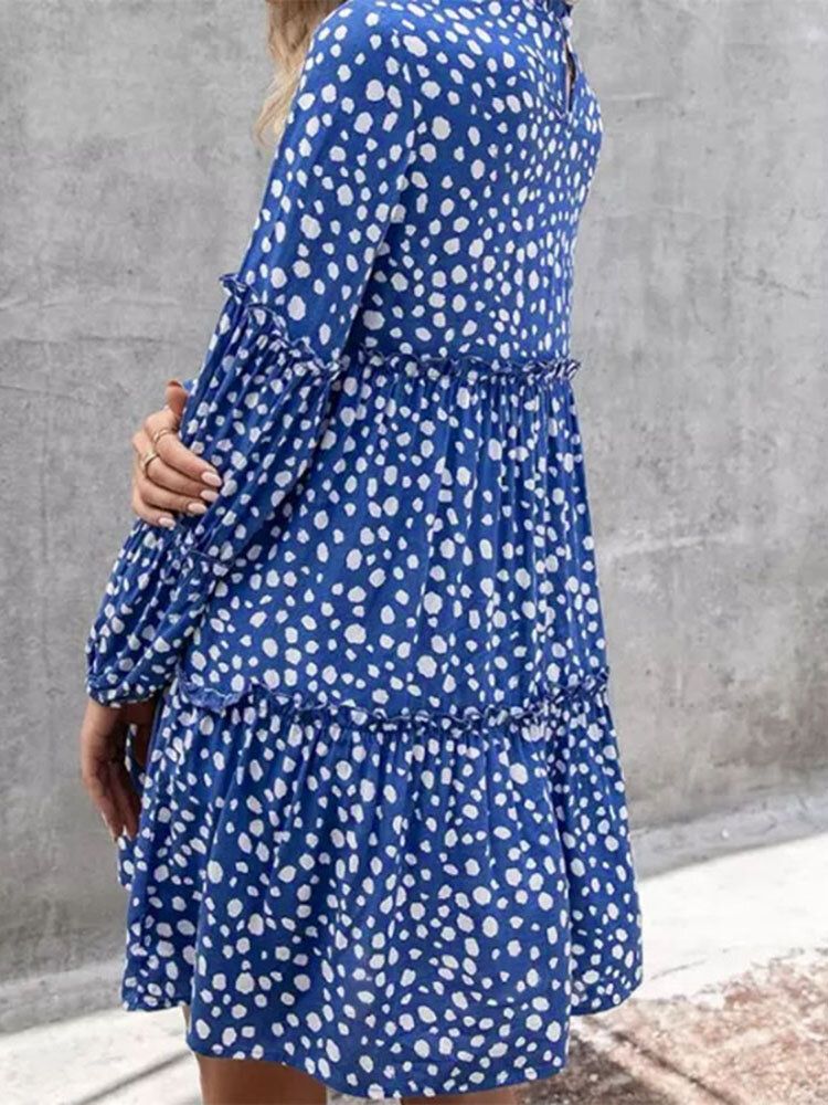 Frauen Bohemian Retro Knielangen Polka Dots Casual Midi-kleider