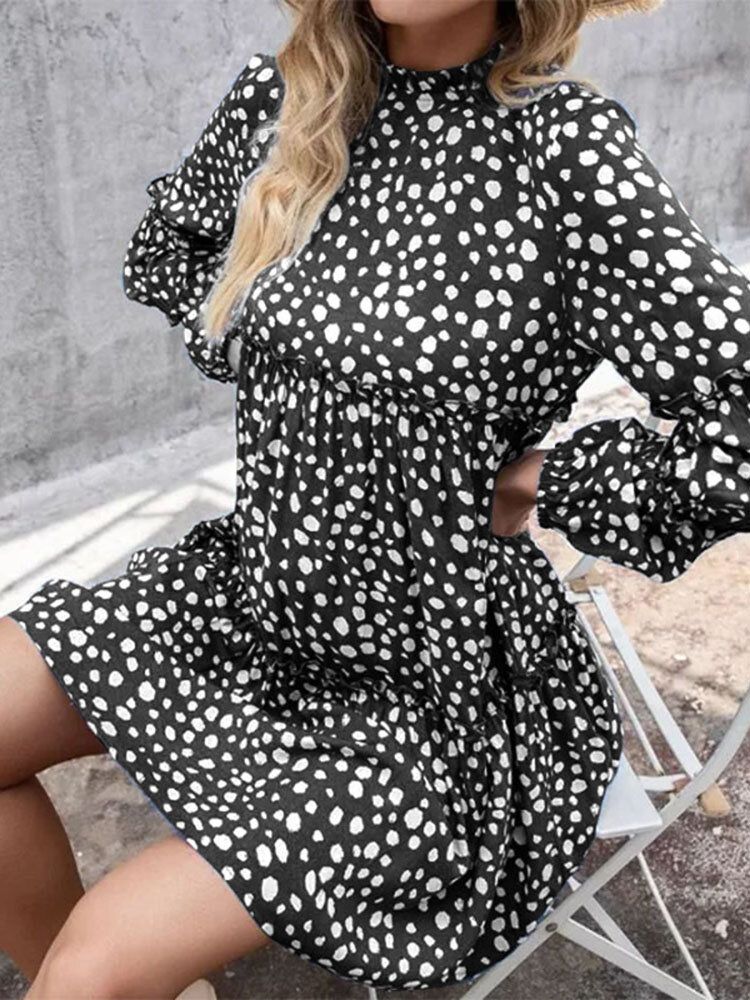 Frauen Bohemian Retro Knielangen Polka Dots Casual Midi-kleider