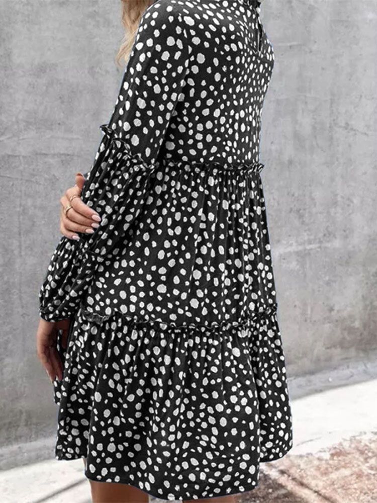 Frauen Bohemian Retro Knielangen Polka Dots Casual Midi-kleider