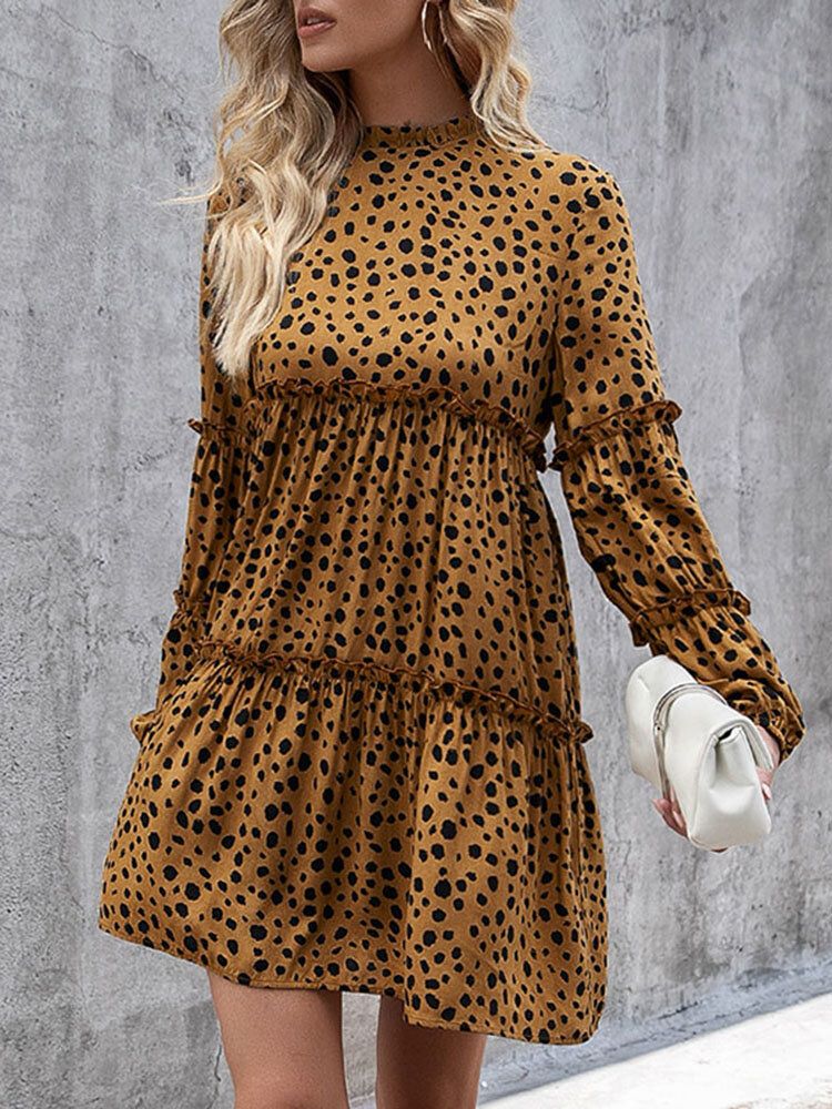 Frauen Bohemian Retro Knielangen Polka Dots Casual Midi-kleider