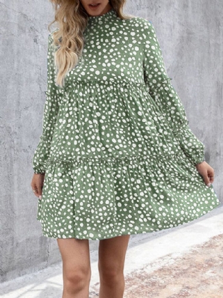 Frauen Bohemian Retro Knielangen Polka Dots Casual Midi-kleider