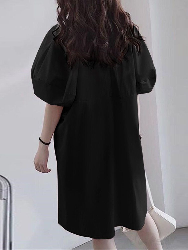 Frauenkleid Aus 100 % Baumwolle Mit Puffärmeln Im Böhmischen Stil