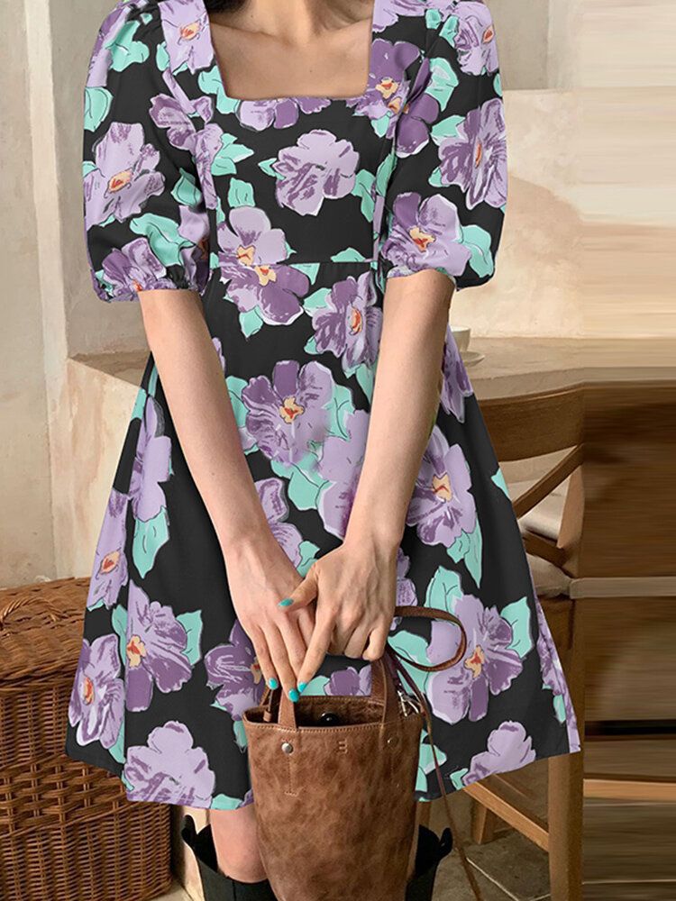 Kleid Im Böhmischen Retro-stil Mit Puffärmeln Für Frauen