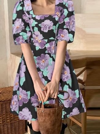 Kleid Im Böhmischen Retro-stil Mit Puffärmeln Für Frauen