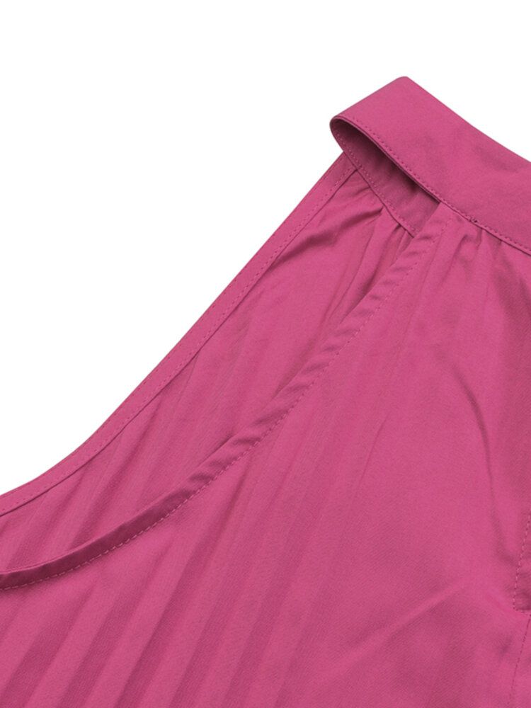 Solides Ärmelloses Plisseekleid Für Frauen In Übergröße