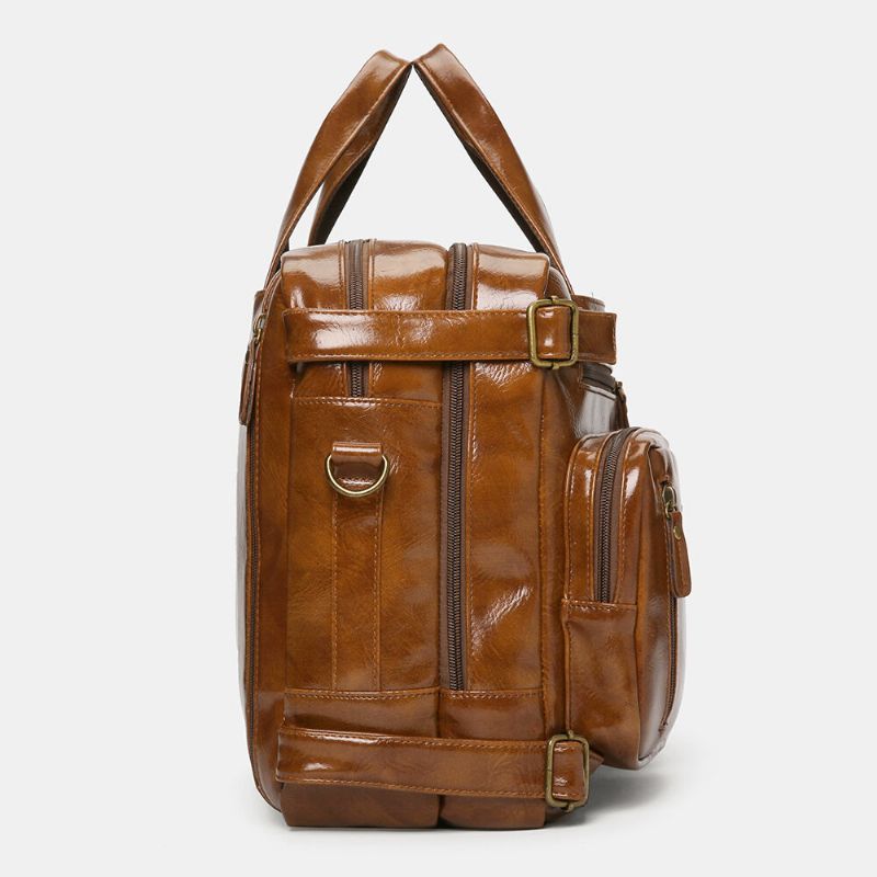 Ekphero Herren Vintage Business Multi-taschen Rucksack Große Kapazität Wasserdichte Multi-carry Aktentasche Umhängetasche