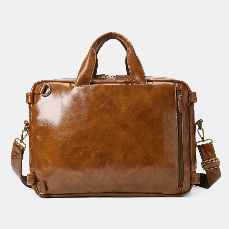 Ekphero Herren Vintage Business Multi-taschen Rucksack Große Kapazität Wasserdichte Multi-carry Aktentasche Umhängetasche