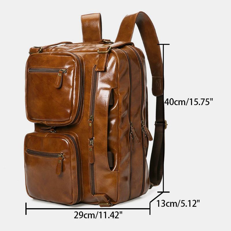 Ekphero Herren Vintage Business Multi-taschen Rucksack Große Kapazität Wasserdichte Multi-carry Aktentasche Umhängetasche