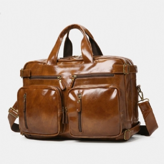 Ekphero Herren Vintage Business Multi-taschen Rucksack Große Kapazität Wasserdichte Multi-carry Aktentasche Umhängetasche