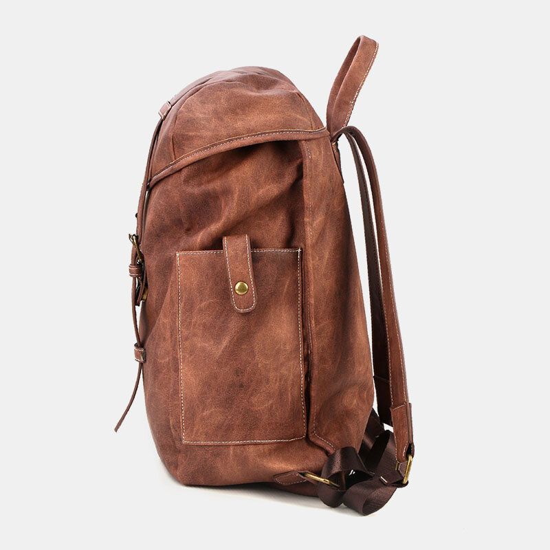 Ekphero Herren Vintage Business Outdoor Große Kapazität Schule College Bookbag Pu-leder Kontrastfarbe 14 Zoll Laptoptasche