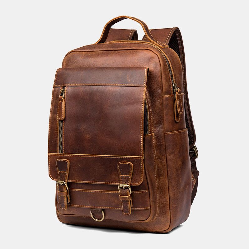 Ekphero Herren Vintage Multifunktionale Wasserdichte Rub Farbe Kunstpelz Große Kapazität Rucksäcke Reisetasche