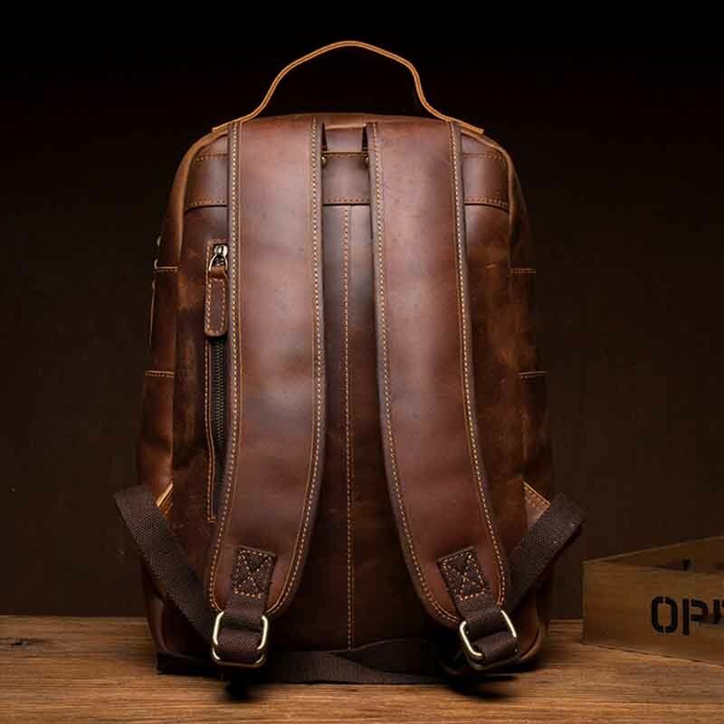 Ekphero Herren Vintage Multifunktionale Wasserdichte Rub Farbe Kunstpelz Große Kapazität Rucksäcke Reisetasche