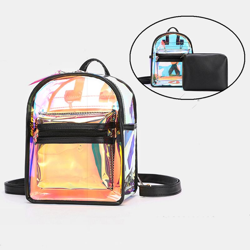 Frauen 2pcs Transparent Jelly Multi-carry-mini-rucksack Umhängetasche Handtasche