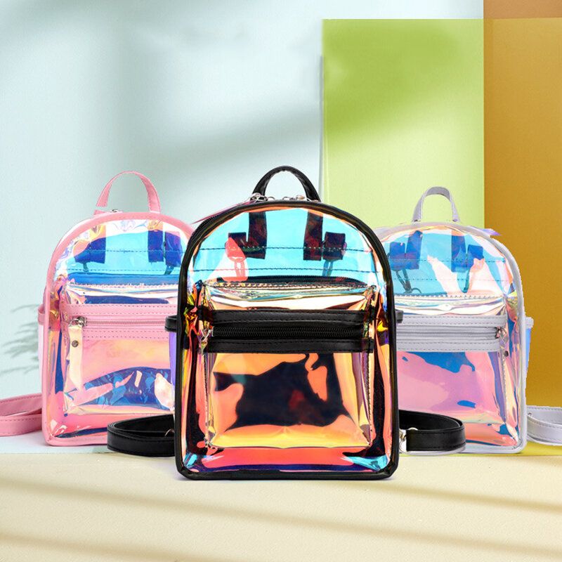 Frauen 2pcs Transparent Jelly Multi-carry-mini-rucksack Umhängetasche Handtasche