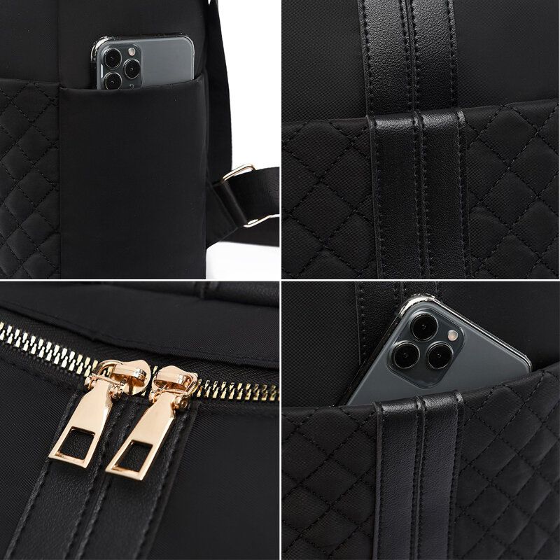 Frauen Casual Soild Strap Design Große Kapazität 14 Zoll Laptop Handtasche Rucksack